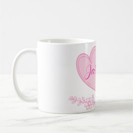 Personalized Couple Hearts Romantic Floral Name Kaffeetasse