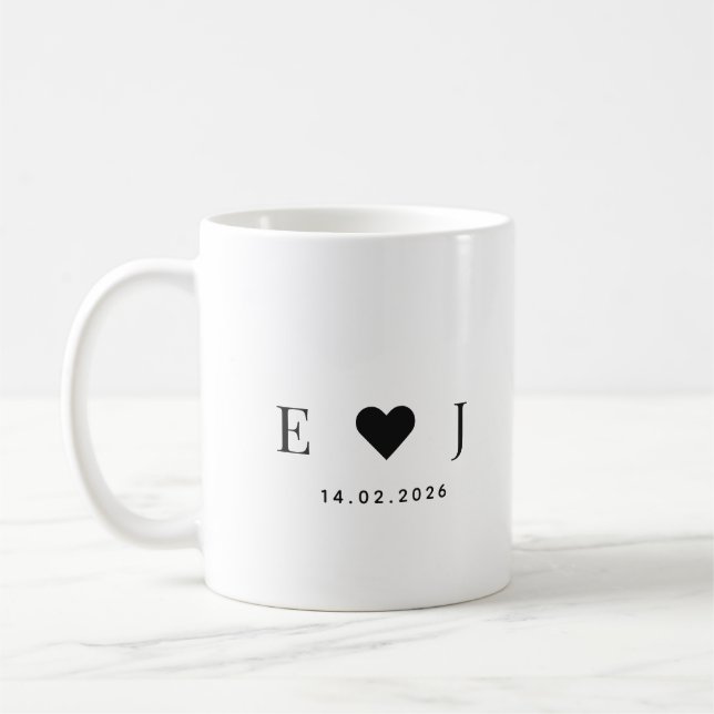 Personalized Couple Initial Mug | Date Mug Kaffeetasse (Links)