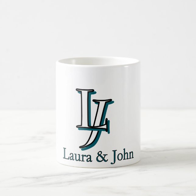 Personalized Couple Initials Mug Valentine Gift Kaffeetasse (Mittel)