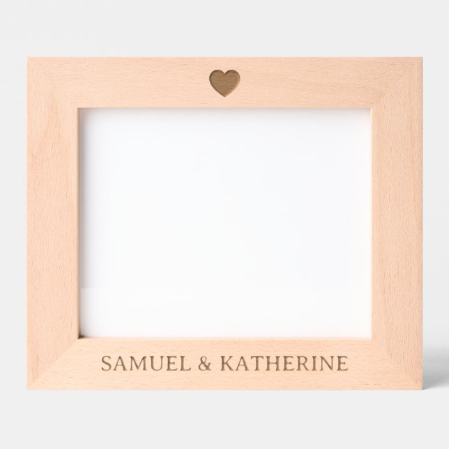 Personalized Couple Name Heart Wood Geätzte Rahmen (Vorderseite)