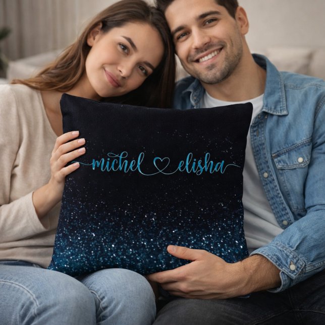 Personalized Couple Name Starry Night Glitter Kissen (Von Creator hochgeladen)