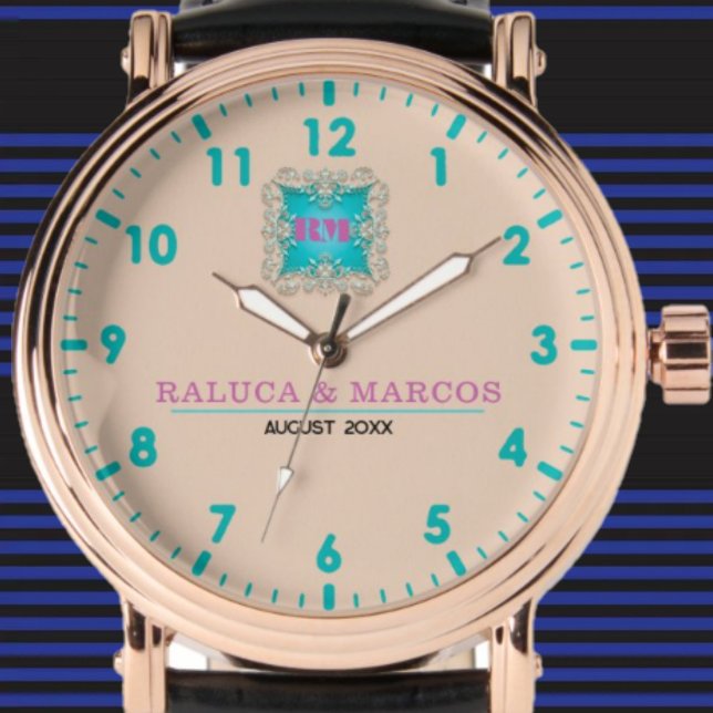 Personalized couple names elegant pink armbanduhr (Von Creator hochgeladen)