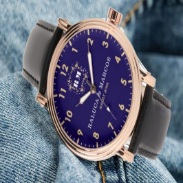 Personalized couple names minimal purple monogram armbanduhr