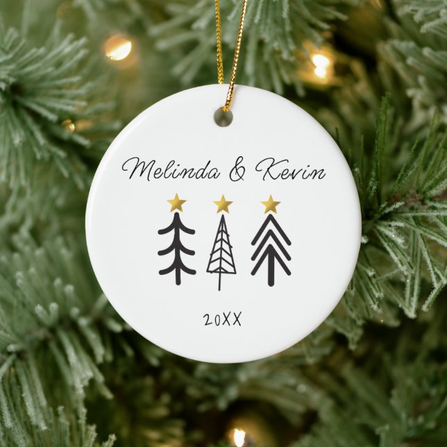 Personalized Couple Names Wedding Trees Keramik Ornament (Baum)