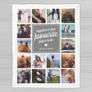 Personalized Couple Photo Collage Fleecedecke