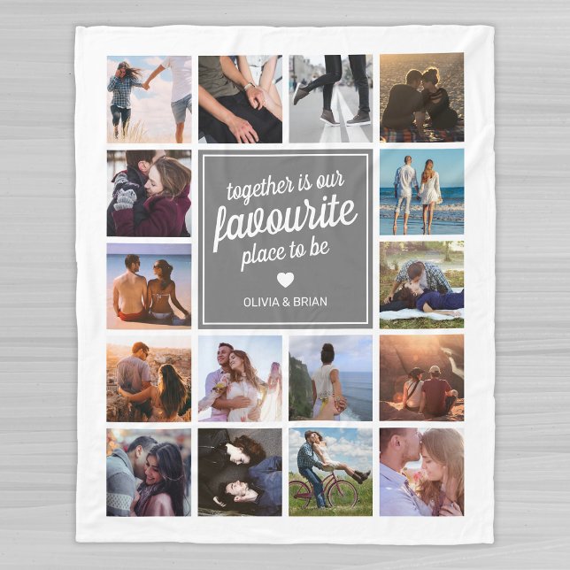 Personalized Couple Photo Collage Fleecedecke (Von Creator hochgeladen)