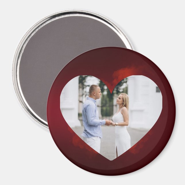 Personalized Couple Photo Magnet with Heart Frame (Vorderseite/Rückseite)