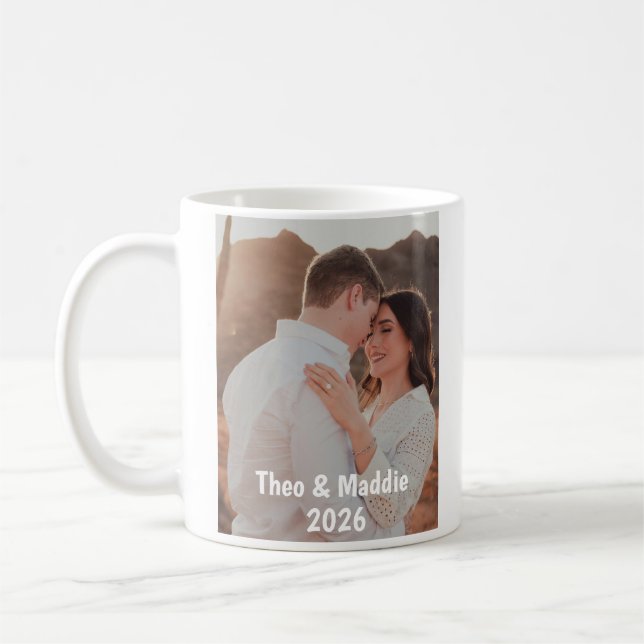 Personalized Couple Photo Mug with Names & Year Kaffeetasse (Links)