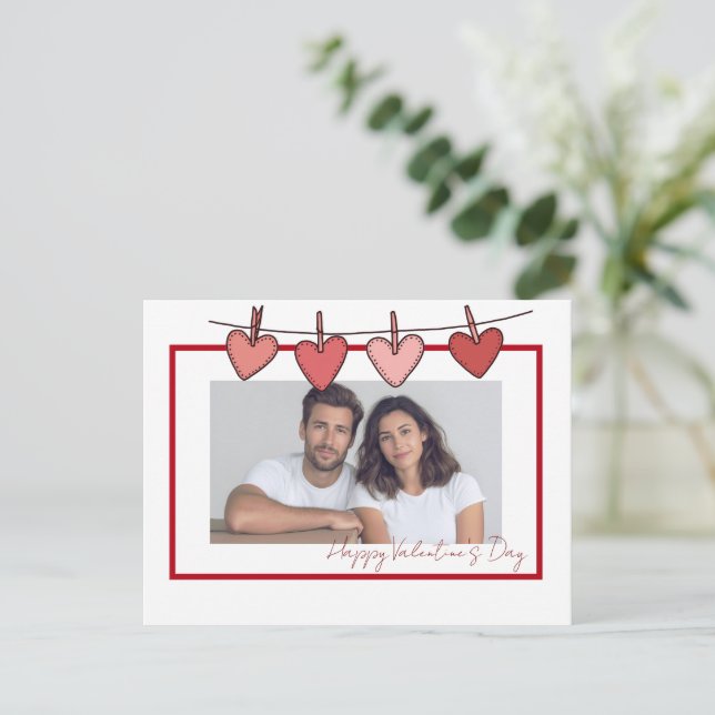 Personalized Couple Photo Valentine's Day Card Postkarte (Stehend Vorderseite)