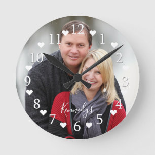 Personalized Couple Photo Wedding Anniversary Runde Wanduhr