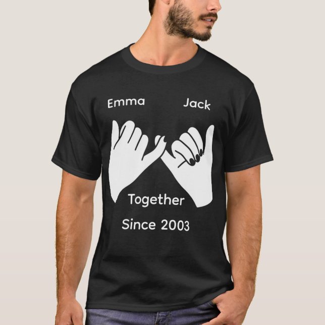 Personalized couple with custom names and year T-Shirt (Vorderseite)