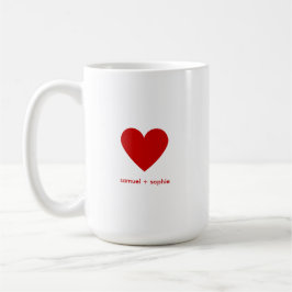 Personalized Couples Modern Minimal Red Heart Kaffeetasse