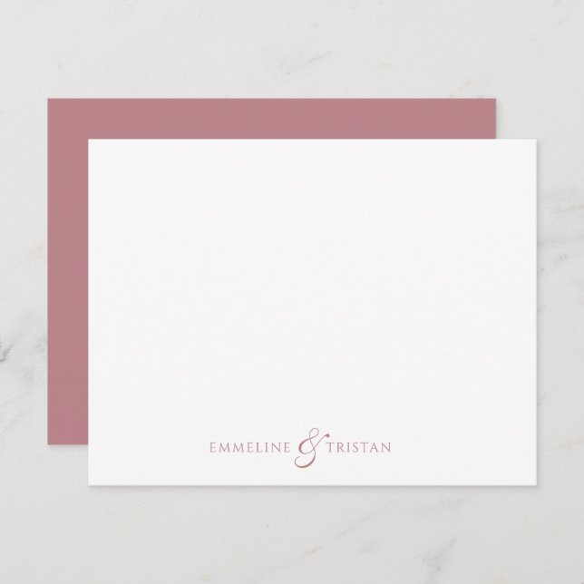 Personalized Couples Stationery Dusty Rose Mitteilungskarte (Vorne/Hinten)