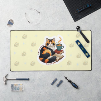 Personalized Cozy Calico Cat Large Desk Mat Schreibtischunterlage