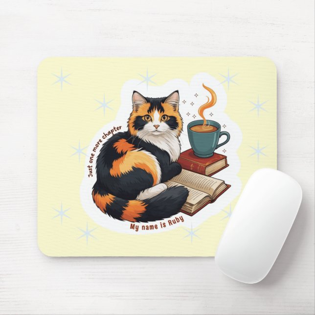Personalized Cozy Calico Cat Reading Mousepad (Mit Mouse)