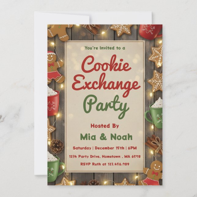 Personalized Cozy Christmas Cookie Exchange Party Einladung (Vorderseite)