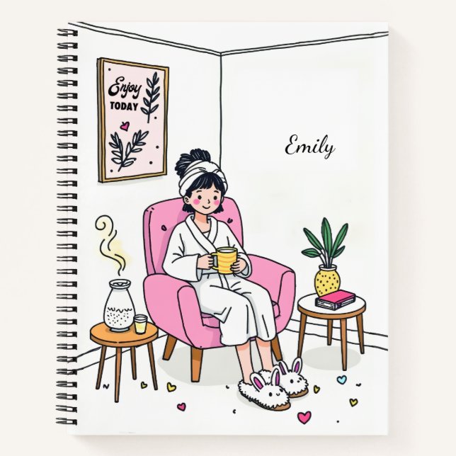 Personalized Cozy Granddaughter Gift Cute Relaxing Notizbuch (Vorderseite)