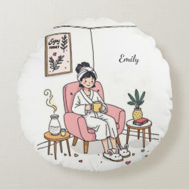 Personalized Cozy Granddaughter Gift Cute Relaxing Rundes Kissen