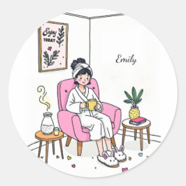 Personalized Cozy Granddaughter Gift Cute Vanity Runder Aufkleber