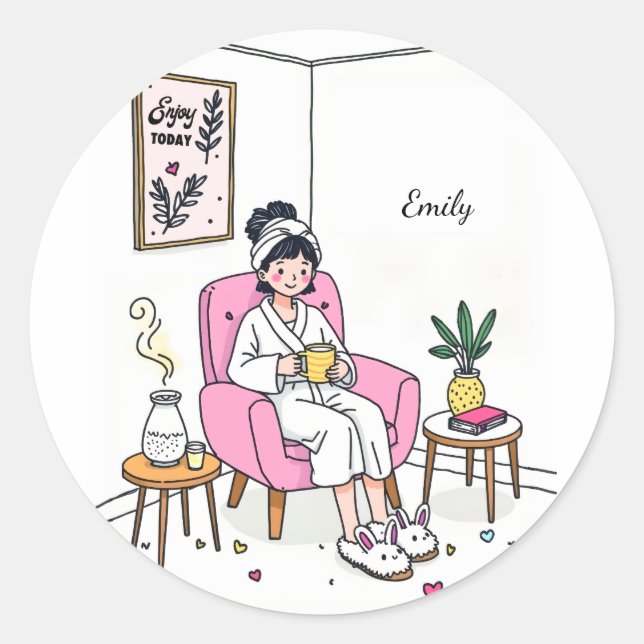 Personalized Cozy Granddaughter Gift Cute Vanity Runder Aufkleber (Vorderseite)