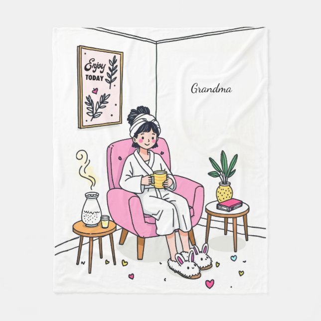 Personalized Cozy Grandma Gift Soft Relaxing Self  Fleecedecke (Vorderseite)