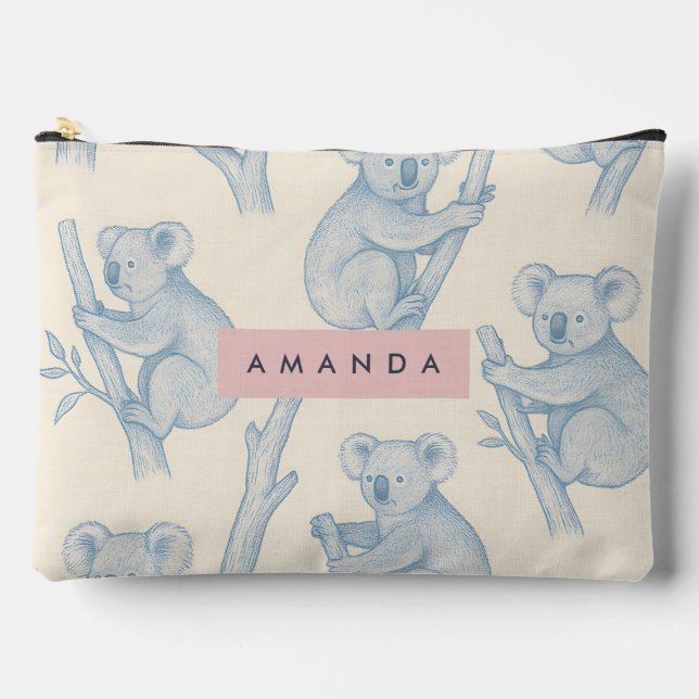 Personalized Cozy Koala Pattern Zubehörtasche (Vorderseite)