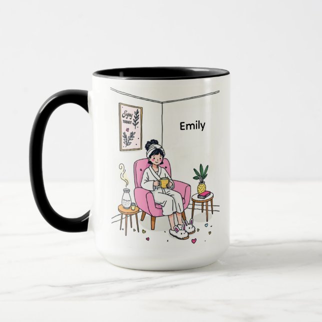 Personalized Cozy Mom Coffee Gift Cute Relaxing Tasse (Links)