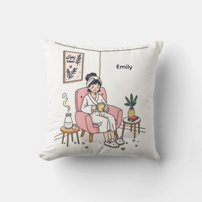 Personalized Cozy Mom Gift Cute Self Care Relaxing Kissen (Vorderseite)