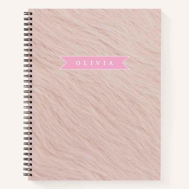 Personalized cozy pink fuzzy faux fur texture notizbuch (Vorderseite)
