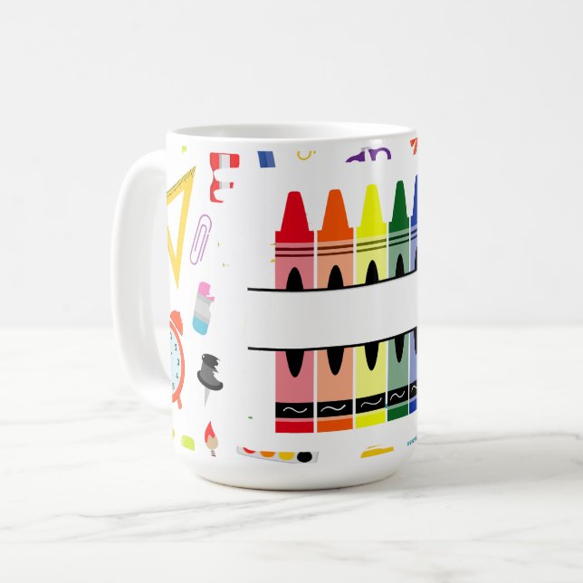 Personalized Crayon Back To School Kaffeetasse (Vorderseite Links)