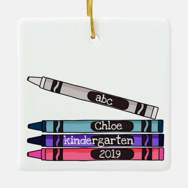 Personalized Crayon School Year Ornament (Vorderseite)