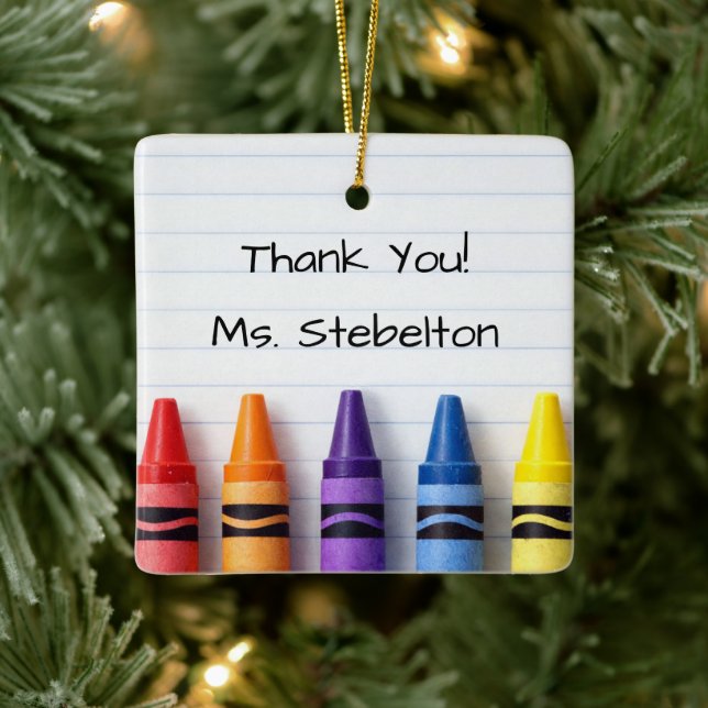 Personalized Crayon Teacher Christmas Ornament (Baum)