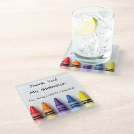 Personalized Crayon Teacher Drink Coaster Glasuntersetzer