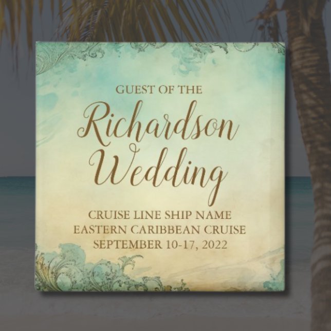 Personalized Cruise Wedding Guest Keepsake Magnet (Personalized cruise door magnet for wedding guests)