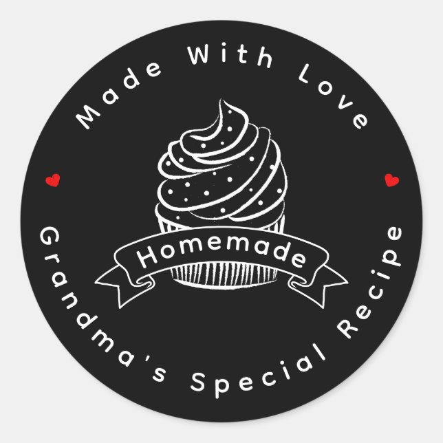 Personalized Cupcake Homemade Made With Love Runder Aufkleber (Vorderseite)