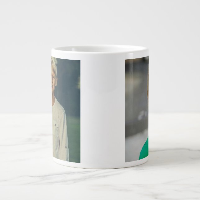 Personalized Custom 2 Photo Double Sided Jumbo-Tasse (Vorderseite)