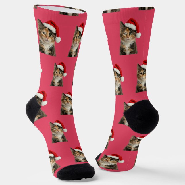 Personalized Custom Calico Kitty Cat Christmas  Socken (Gewinkelt)