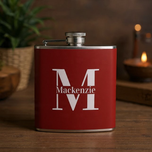 Personalized Custom Made Monogrammed Flachmann (Elegant Monogram Name Personalized Text Flask by Ricaso. Great gift idea. Custom monogrammed)