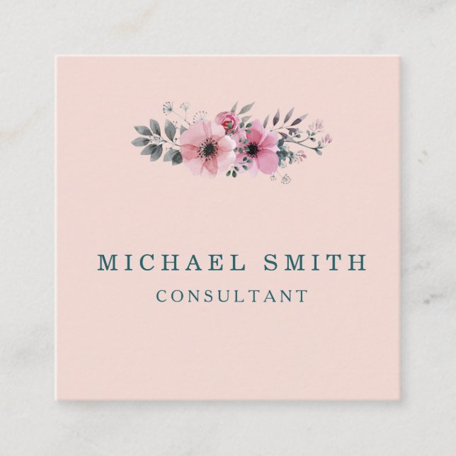 Personalized Custom Minimalist Modern QR Code Logo Quadratische Visitenkarte (Vorderseite)