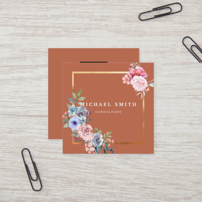 Personalized Custom Minimalist Modern QR Code Logo Quadratische Visitenkarte (Vorderseite/Rückseite Beispiel)