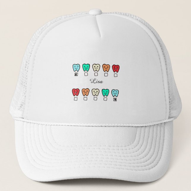 Personalized- Custom Name Cute Dental Cap Truckerkappe (Vorderseite)