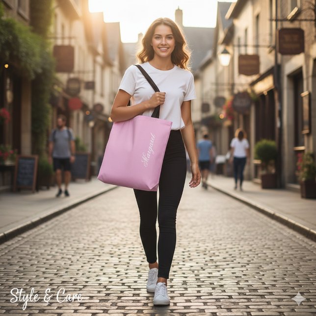 Personalized Custom Name Designer Light Pink (Personalized Custom Name Designer Light Pink Tote Bag)