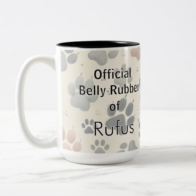 Personalized Custom Name Dog Love Zweifarbige Tasse (Links)