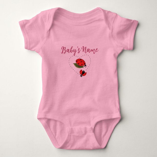 Personalized/Custom Name Ladybug Pink Baby  Strampler (Vorderseite)