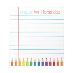 Personalized Custom Pencils Teacher's Notepad Notizblock