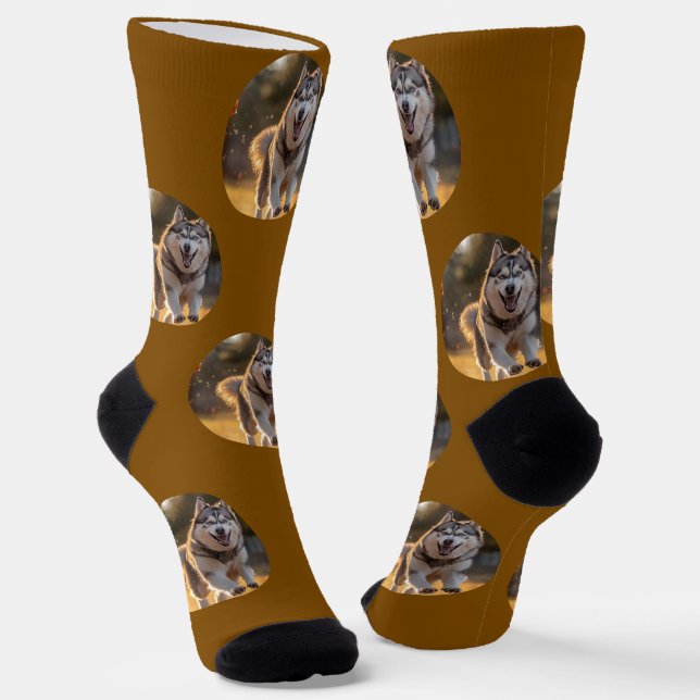 Personalized Custom Photo Blob - Husky Dog Face Socken (Gewinkelt)