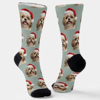 Personalized Custom Shitszu Christmas Socken