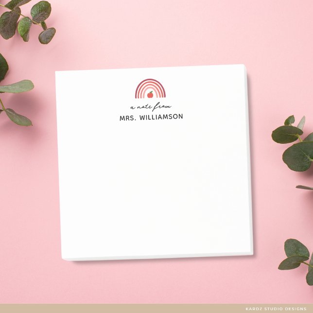 Personalized Cute A Note From Teacher Name Post-it Klebezettel (Post-it notes are shown in 3 x 3 inches. Personalize with the teacher's name.)