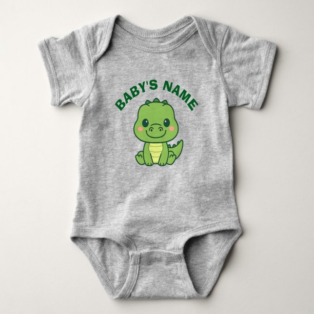 Personalized Cute Alligator Baby Bodysuit Baby Strampler (Vorderseite)