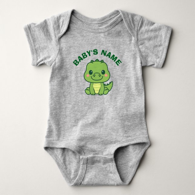 Personalized Cute Alligator Baby Bodysuit Strampler (Vorderseite)